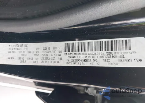 2019 Ram 1500 Big Horn/Lone Star 4X2 5'7 Box from USA, damaged, VIN 1C6RREFT4KN918617